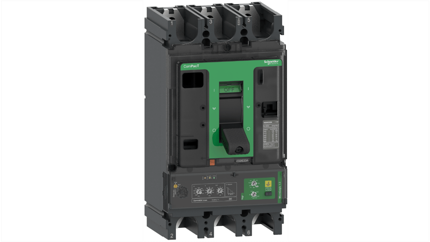 MCCB Schneider Electric, 3 Polos, 570A, Montaje fijo, ComPacT, NSX