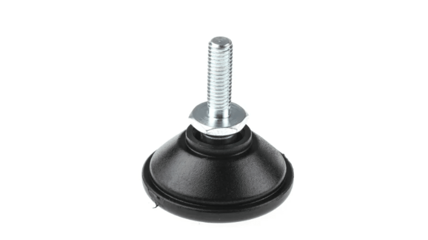 Pie ajustable Nu-Tech Engineering con almohadilla de Nylon reforzado con PA, rosca M6 x 20mm, carga máx. 300kg