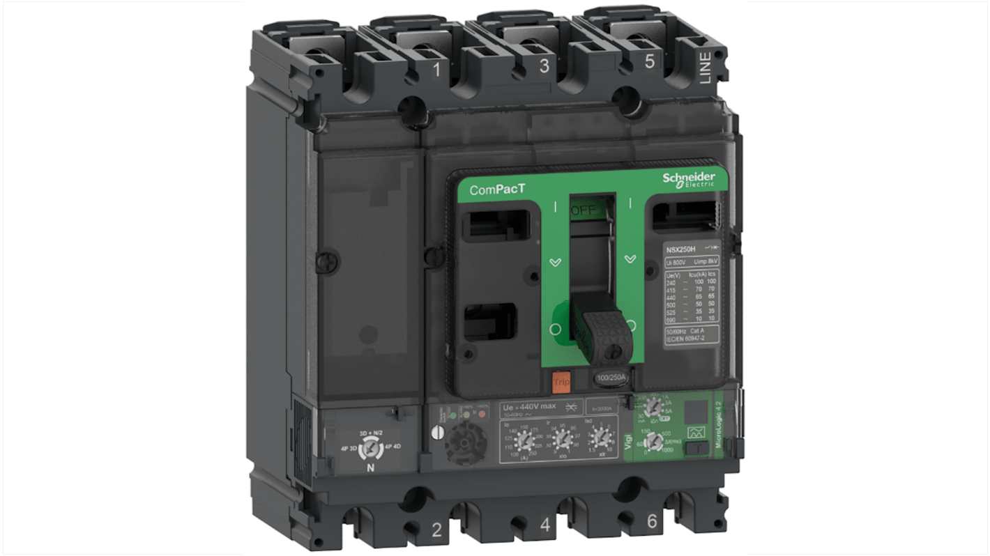 Schneider Electric ComPacT NSX, Leistungsschalter MCCB 4-polig, 100A, Fest