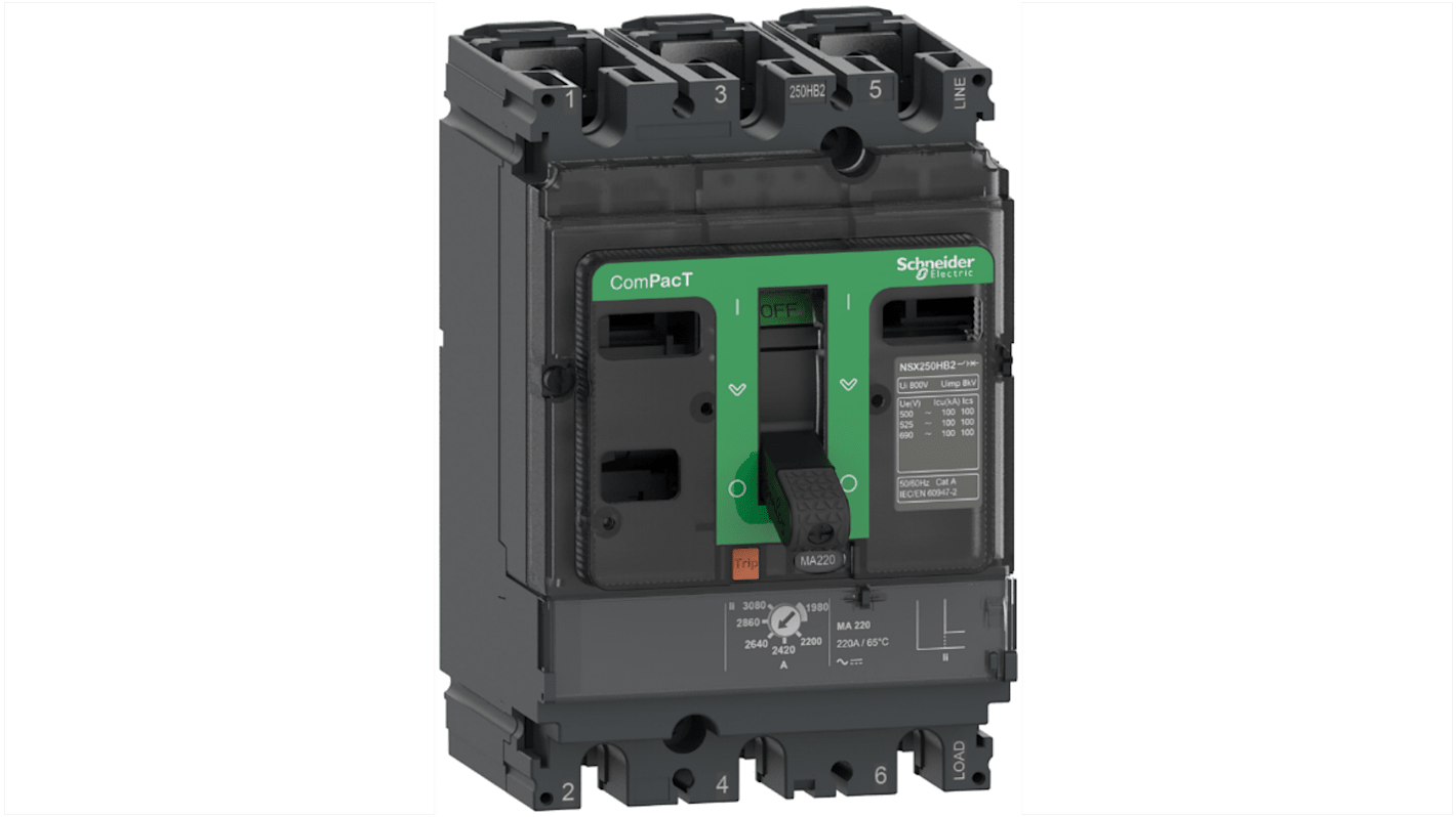 Schneider Electric, ComPacT MCCB 3P 50A, Fixed Mount