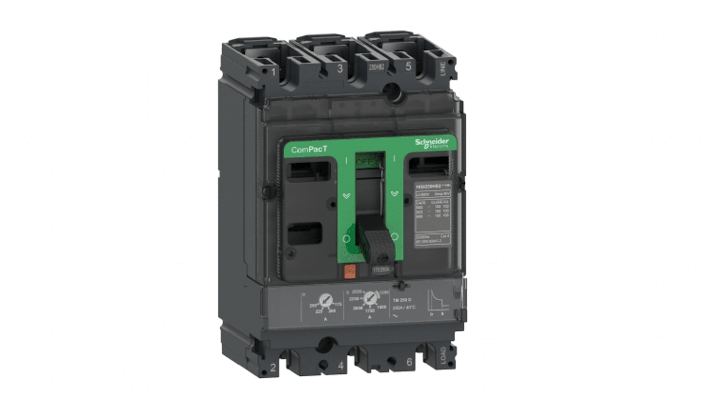 MCCB Schneider Electric, 3 Polos, 80A, Montaje fijo, ComPacT, NSX