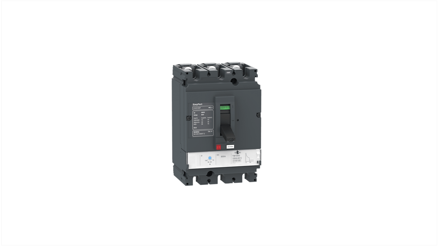 Schneider Electric - Easy Series, EasyPact CVS Circuit breaker 3P 100A, Breaking Capacity 36kA, Fixed Mount