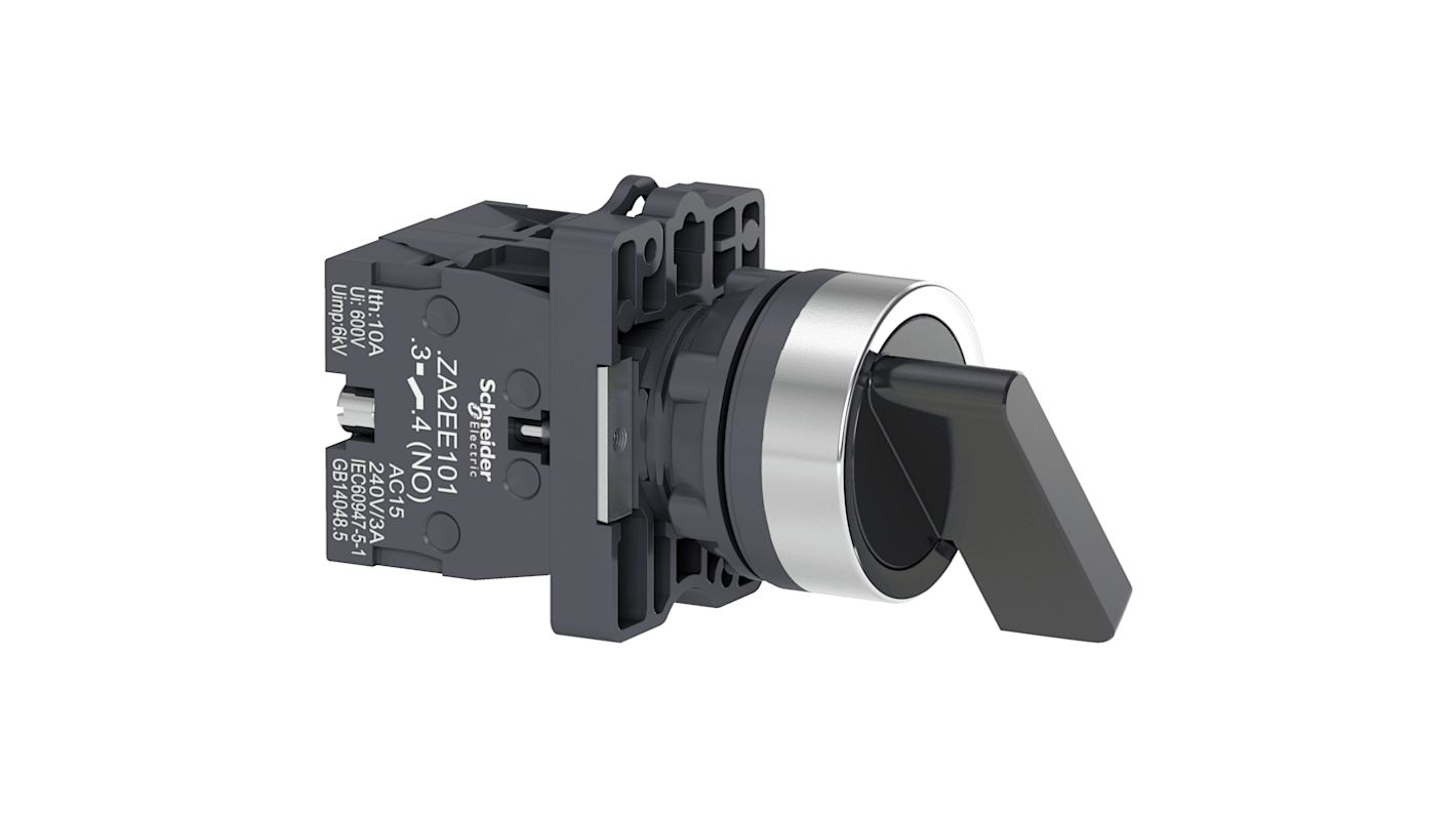 Schneider Electric - Easy Series Long Handle Selector Switch - (2NO) 22mm Cutout Diameter, Illuminated 3 Positions