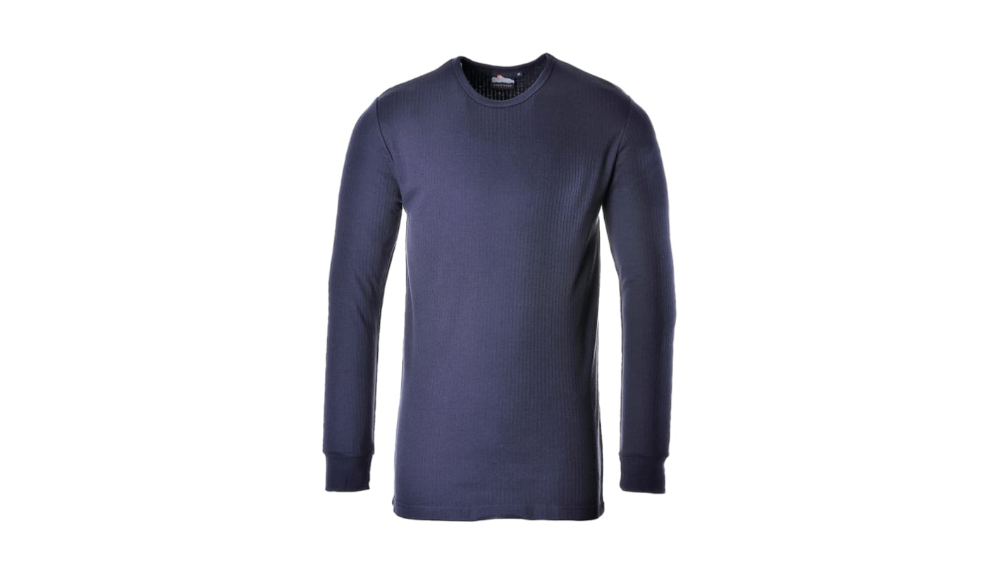 Portwest Navy Cotton, Polyester Long Sleeve T-Shirt, UK- 3XL, EUR- 3XL