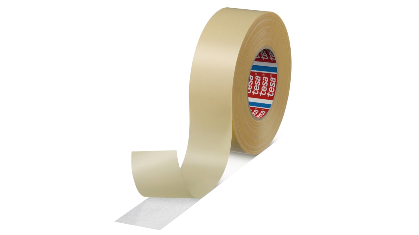 Tesa 5939 White Double Sided Cloth Tape, 0.190mm Thick, 14 N/cm, PET Cloth Backing, 25mm x 50m