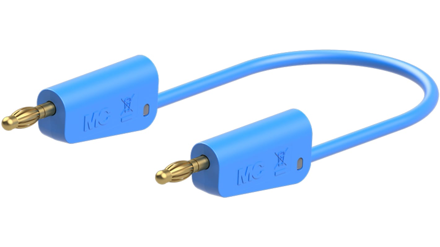 Staubli Test lead, 19A, 30V ac, Blue, 2m Lead Length