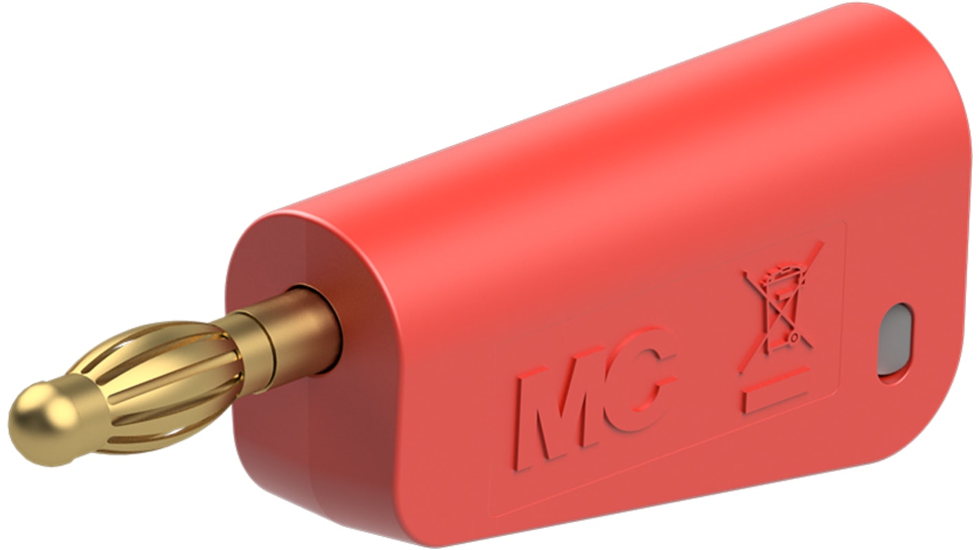 Staubli Red Plug Test Plug, Screw Termination, 32A, 30V ac, Gold Plating