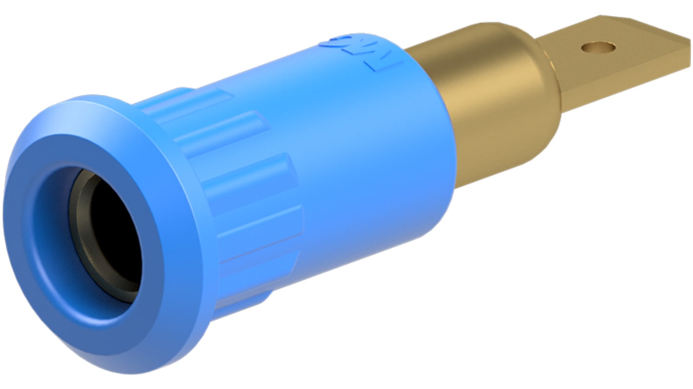 Conector hembra para pruebas Hembra, 25A, 30V ac, Contacto Oro, Azul