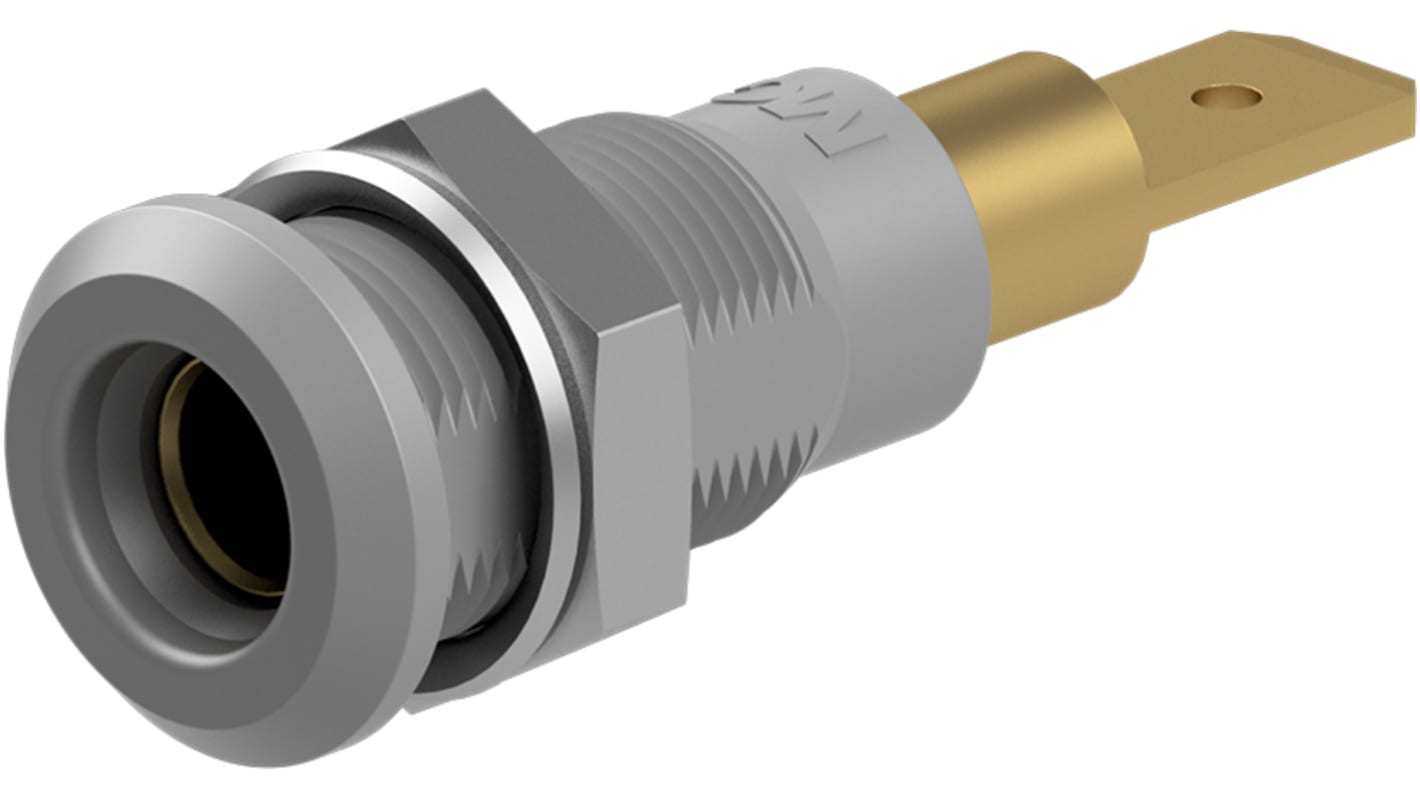 Conector hembra para pruebas Hembra, 25A, 30V ac, Contacto Oro, Gris