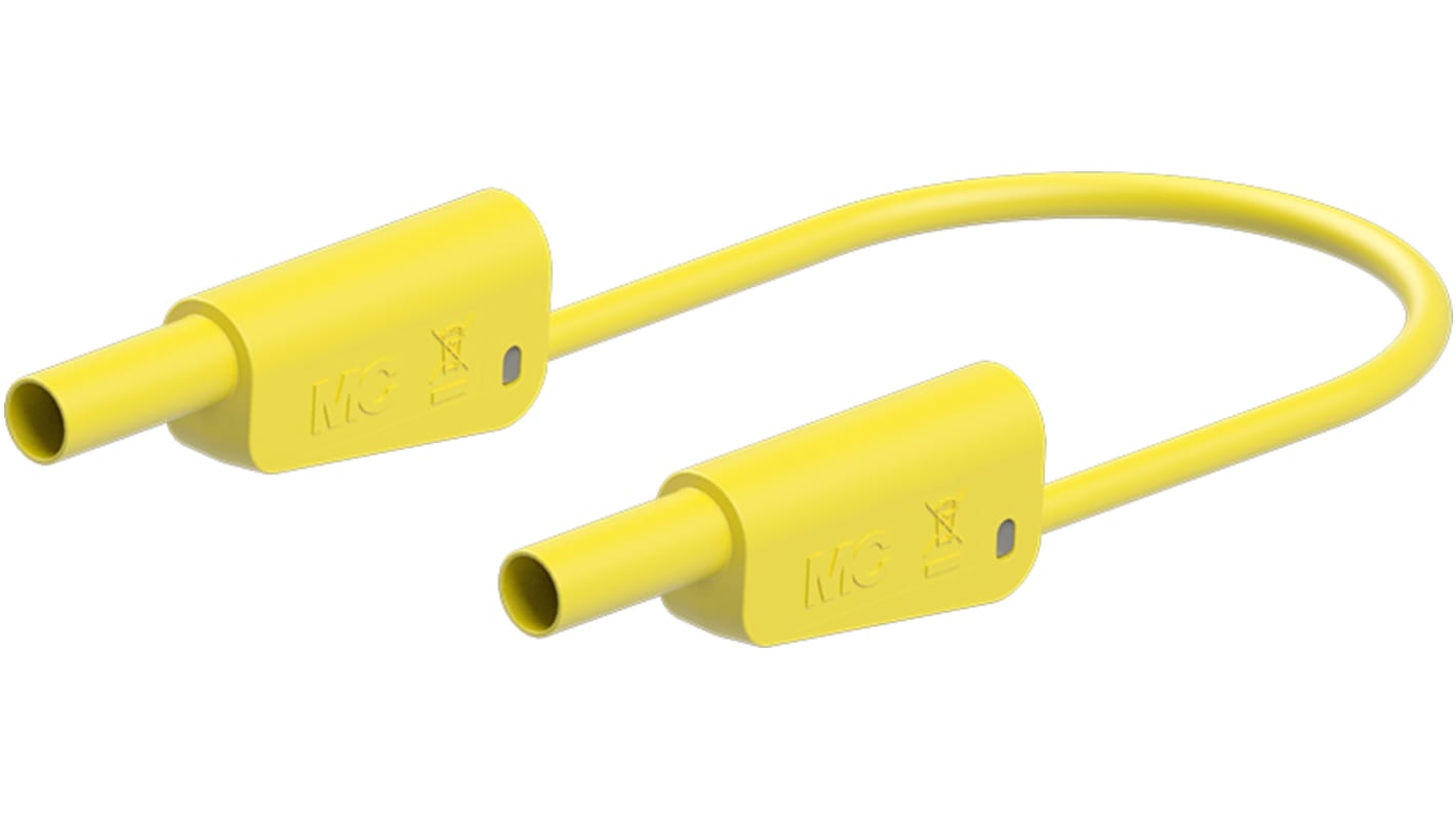 Staubli Test lead, 19A, 1kV, Yellow, 500mm Lead Length