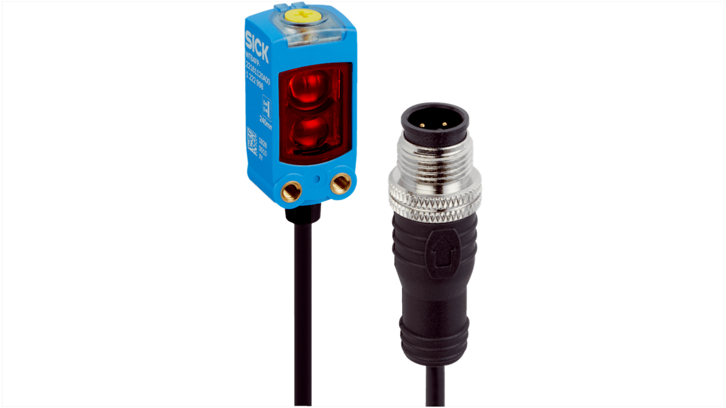 Rs-Online Sensore fotoelettrico Miniaturizzato SICK a soppressione di sfondo rilevamento 220 mm uscita PNP/NPN