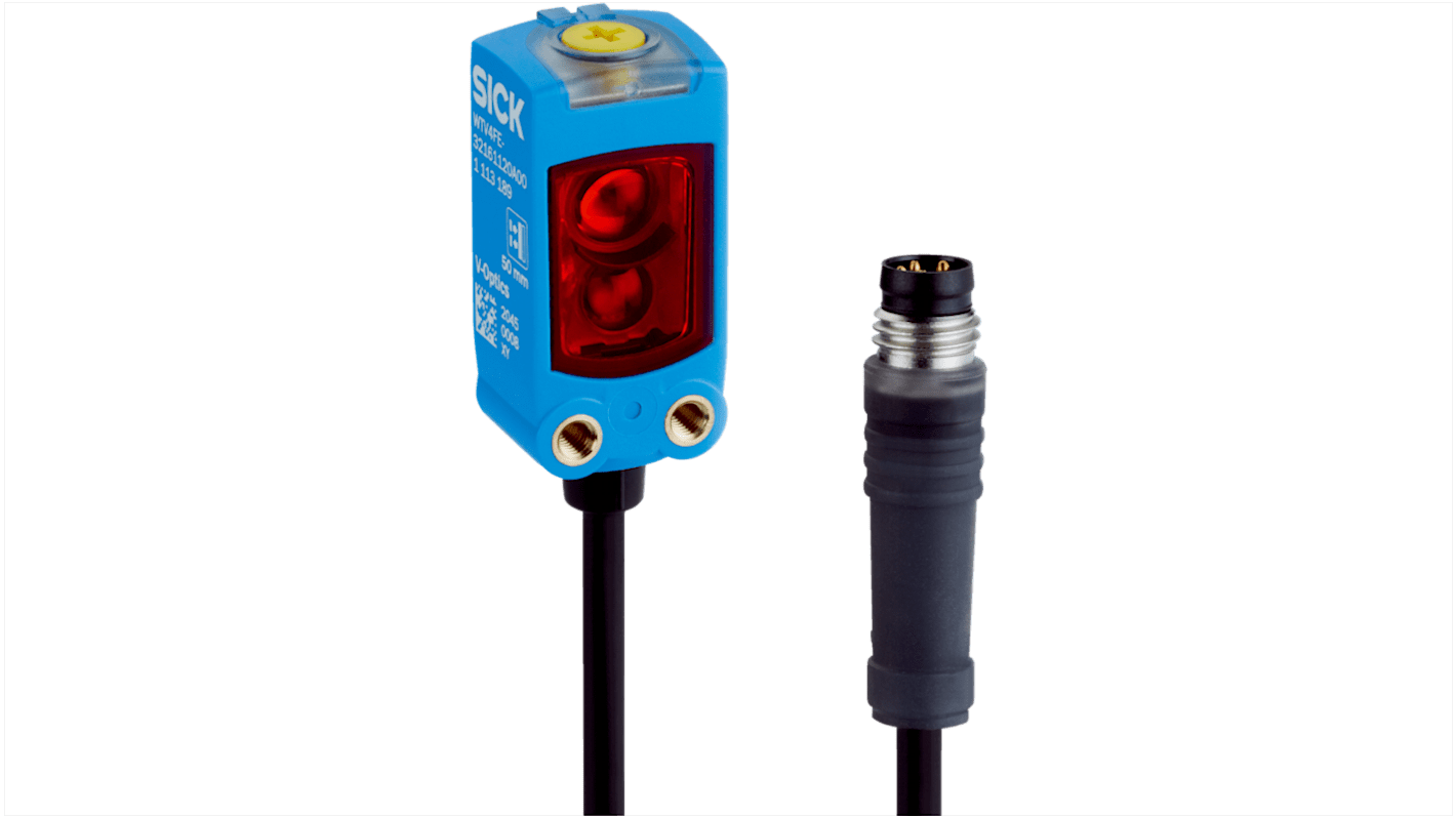Rs-Online Sensore fotoelettrico Miniaturizzato SICK a soppressione di sfondo rilevamento 50 mm uscita PNP/NPN