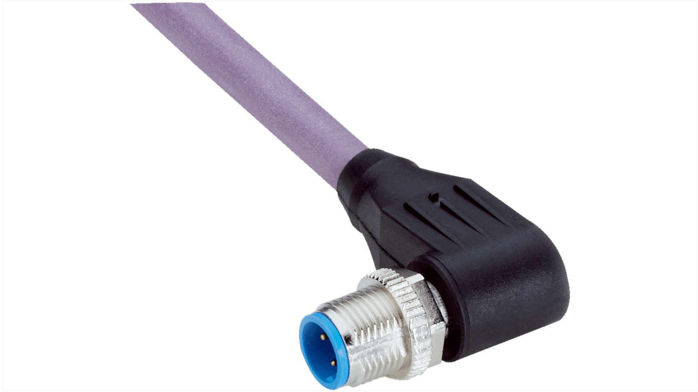 Sick Right Angle Male 2 Pin way M12 to Unterminated Connector & Cable, 5m