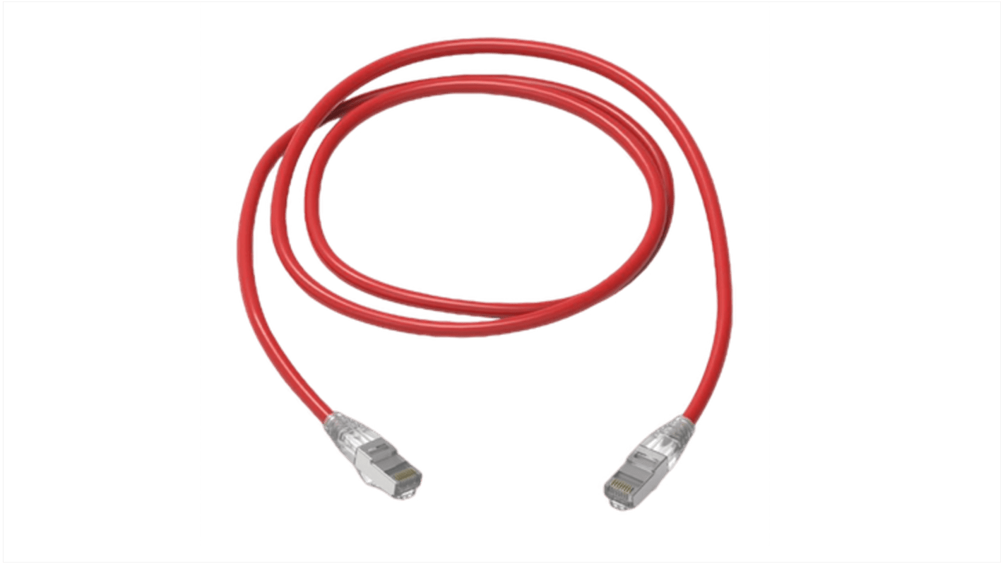 HellermannTyton Connectivity, 10m Cat6a, Red RJ45 to RJ45, S/FTP, Terminated