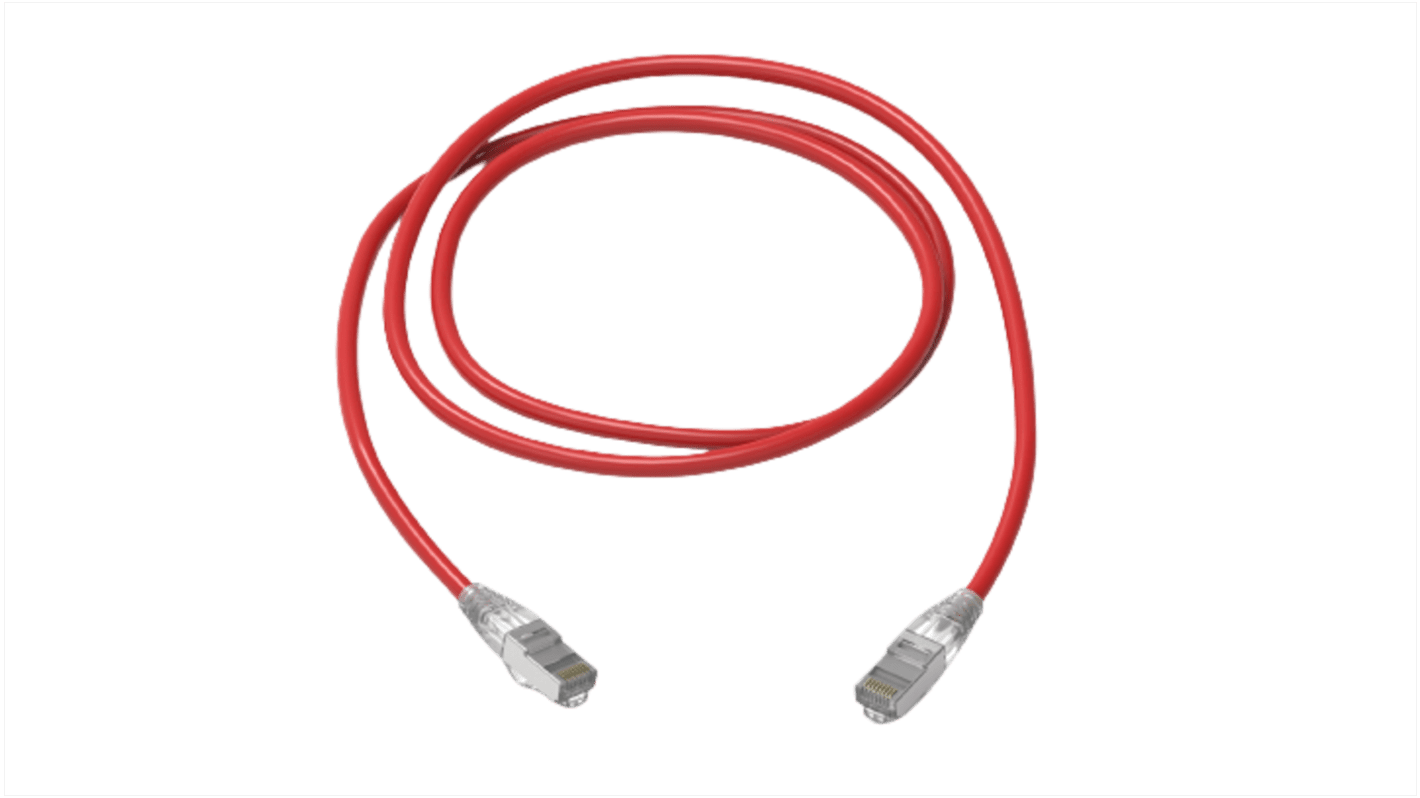 HellermannTyton, 2m Cat6a, Red RJ45 to RJ45, S/FTP, Terminated