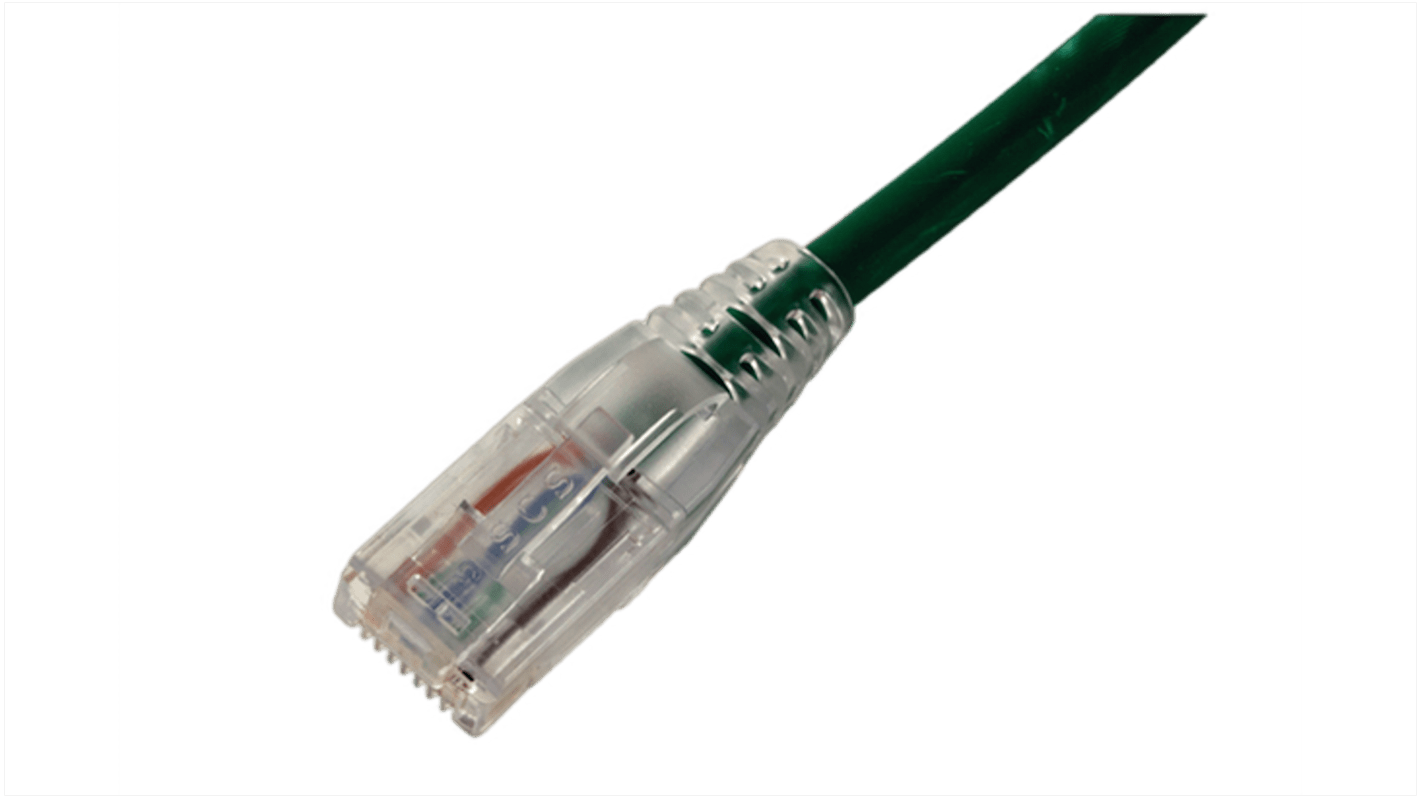 HellermannTyton, 2m Cat6, Green RJ45 to RJ45, Unshielded, Terminated