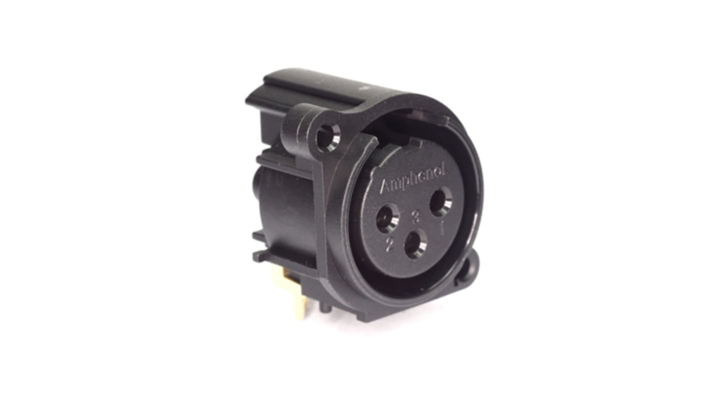 Amphenol Industrial 三芯卡侬头, XLR母座, 底盘安装, 133 V, 6A, IP40, 水平