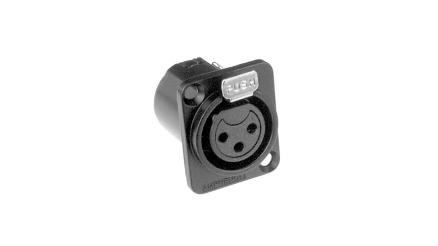 Amphenol Industrial Chassis Mount XLR Connector, Female, IP40, 133 V, 3 Way, Silver Plating