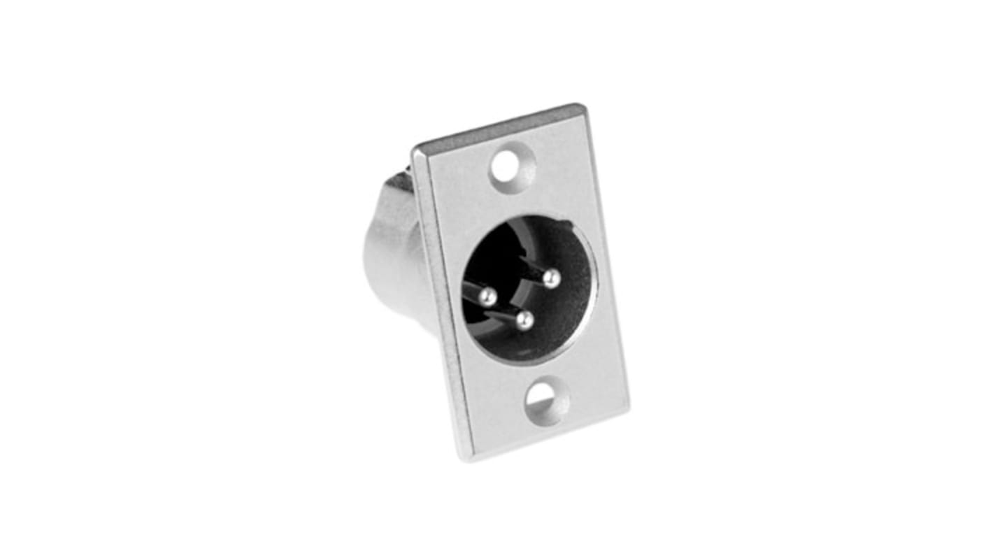 Amphenol Industrial Chassis Mount XLR Connector, Male, IP40, 133 V, 3 Way, Silver Plating