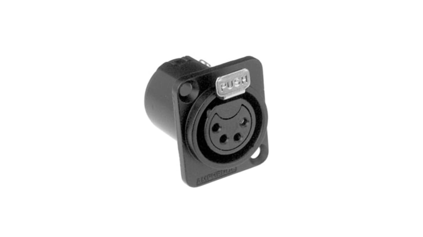 Amphenol Industrial Chassis Mount XLR Connector, Female, IP40, 133 V, 4 Way, Silver Plating