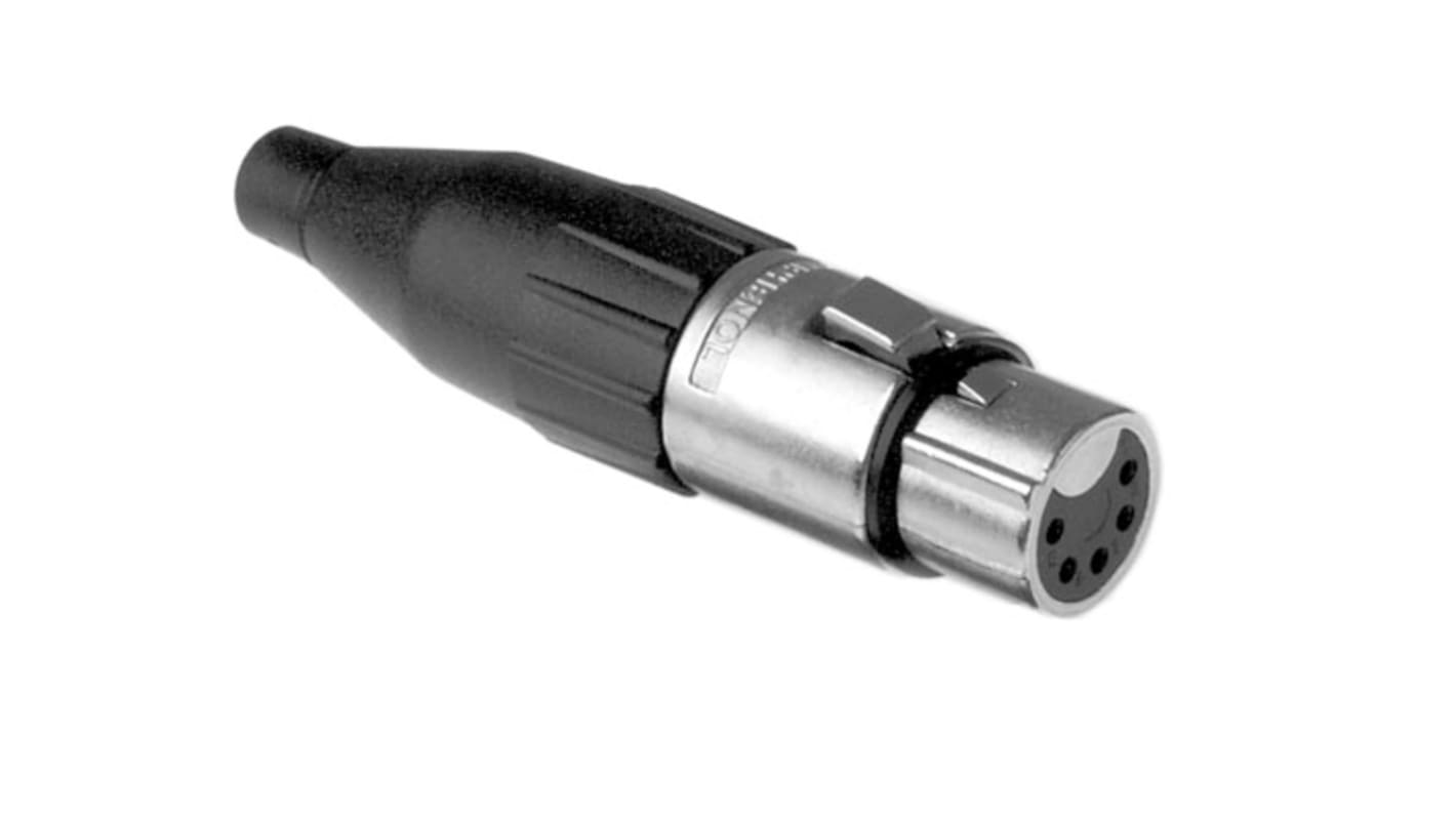 Amphenol Industrial 五芯卡侬头, XLR母座, 电缆安装, 133 V, 7.5A, IP40, 直向