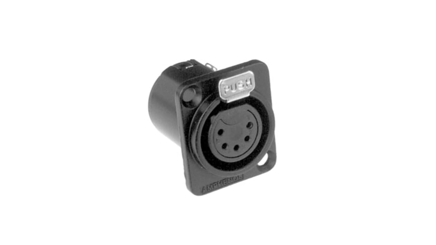 Amphenol Industrial 五芯卡侬头, XLR母座, 底盘安装, 133 V, 7.5A, IP40, 直向