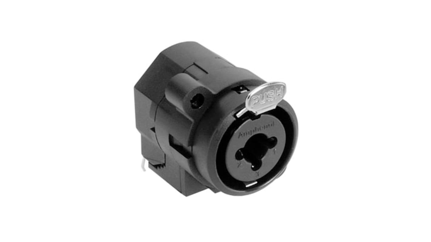Amphenol Industrial 1芯卡侬头, XLR母座, 底盘安装, 50 V, 7.5A, IP40, 水平