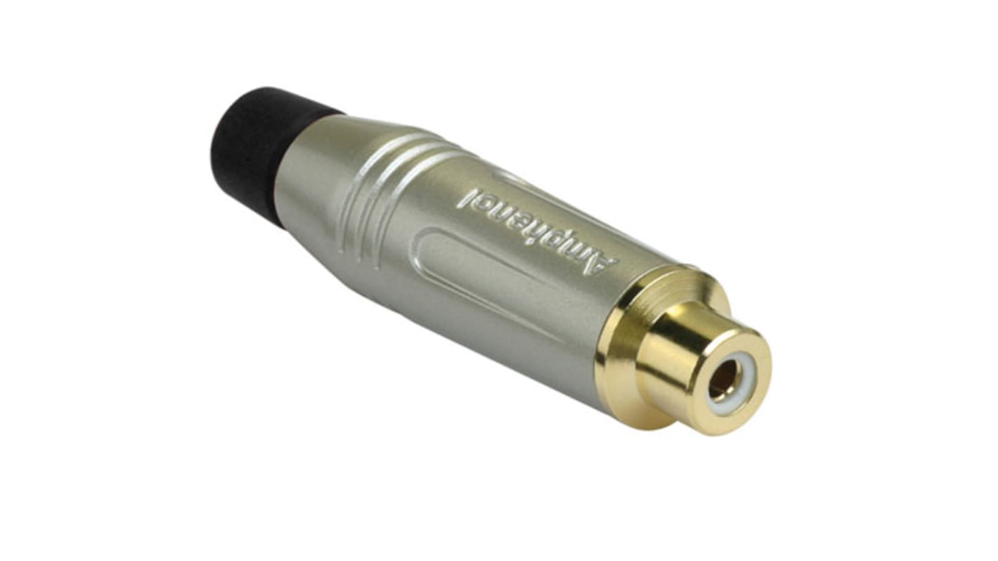 Amphenol Industrial Satin Gold Cable Mount RCA Socket, Gold, 10A