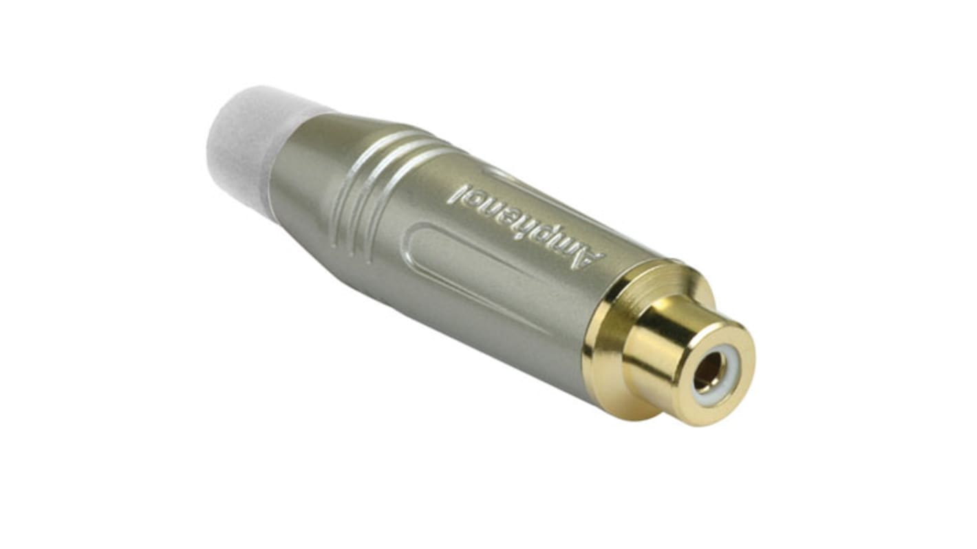 Amphenol Industrial Satin Gold Cable Mount RCA Socket, Gold, 10A