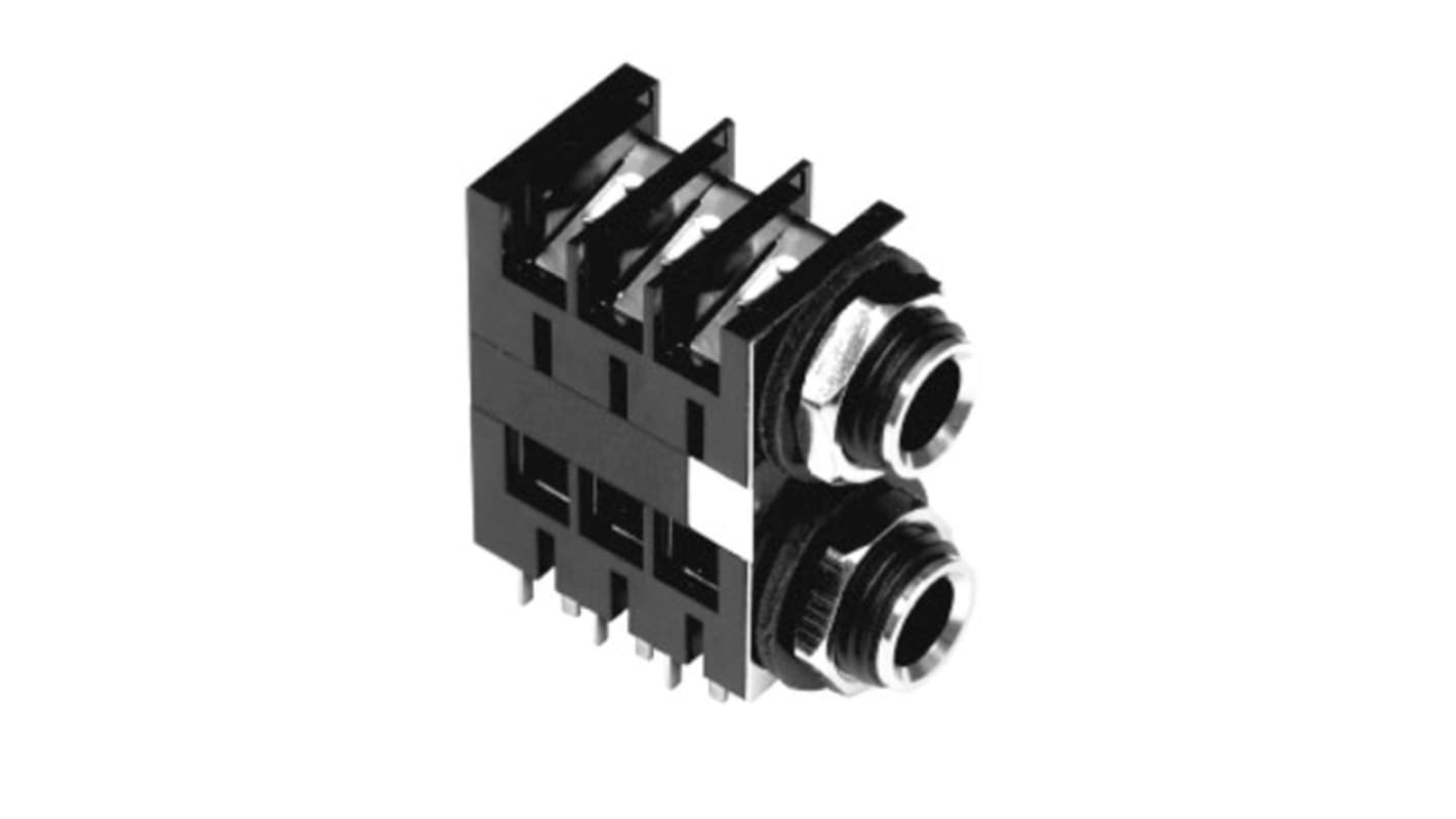 Amphenol Industrial Jack Connector 1/4 in PCB Phone Jack Socket 10A