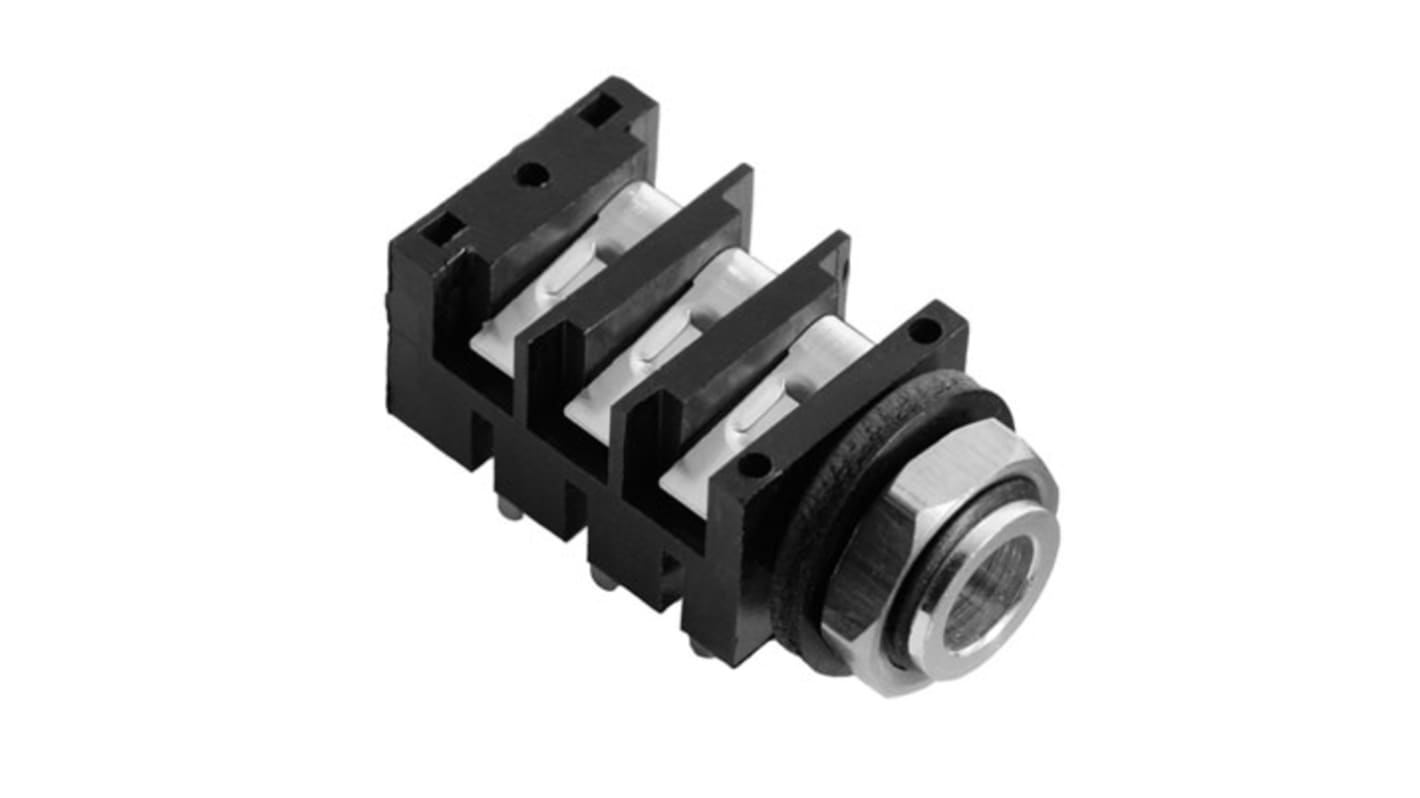 Amphenol Industrial Jack Connector 1/4 in PCB Phone Jack Socket 10A