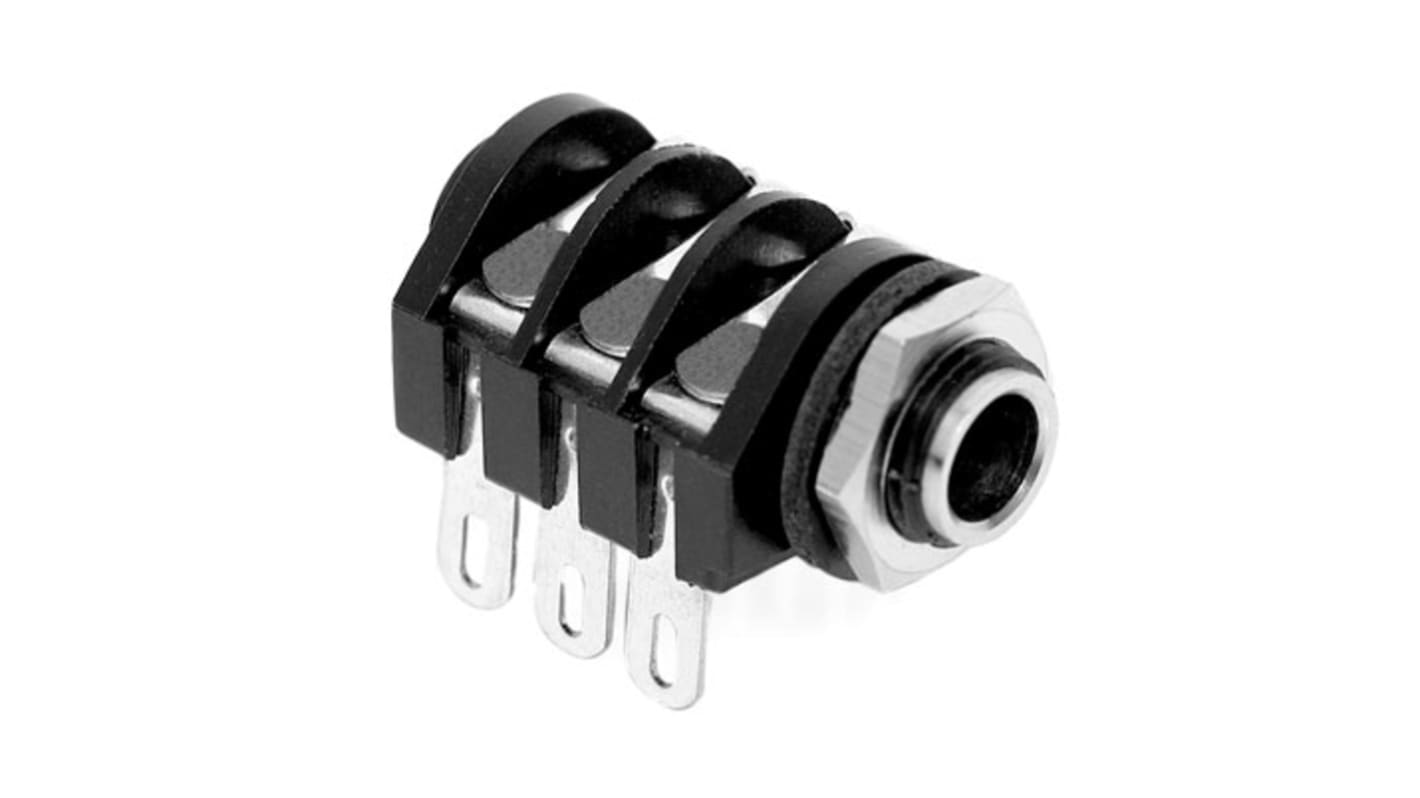 Amphenol Industrial Jack Connector 1/4 in PCB Phone Jack Socket 10A