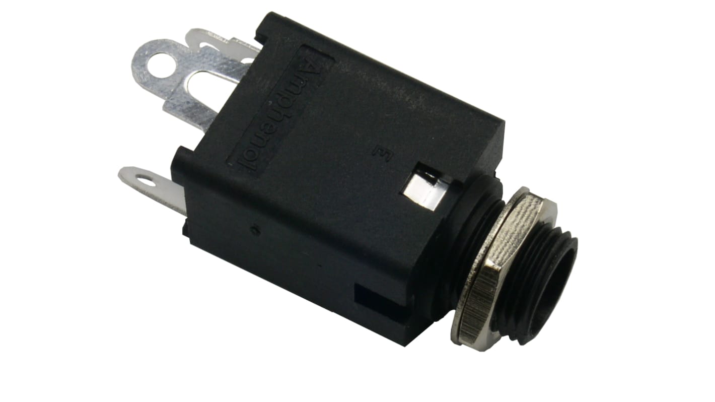 Amphenol Industrial Jack Connector 1/4 in PCB Phone Jack Socket 10A