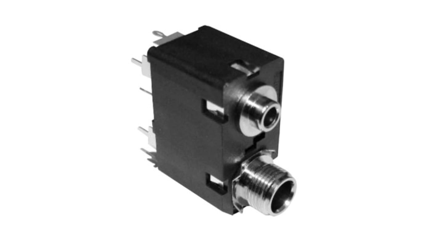 Amphenol Industrial Jack Connector 1/4 in PCB Phone Jack Socket 10A