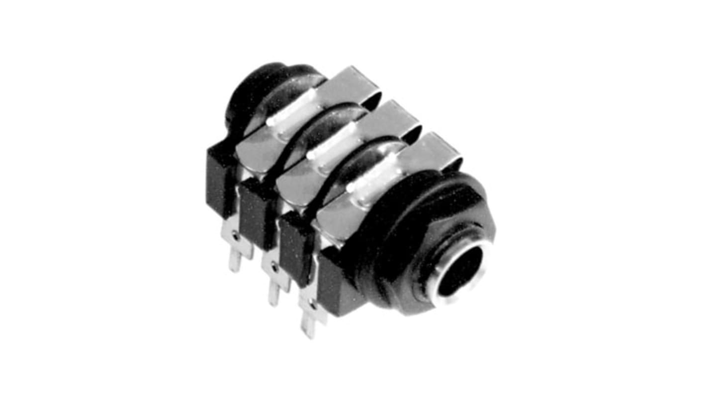 Amphenol Industrial Jack Connector 1/4 in PCB Phone Jack Socket 10A