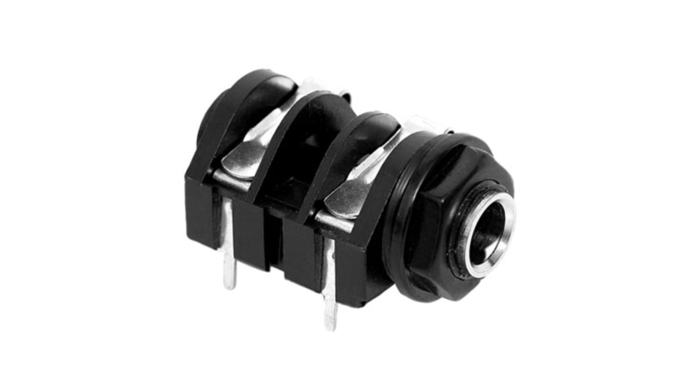 Amphenol Industrial Jack Connector 1/4 in PCB Phone Jack Socket 10A