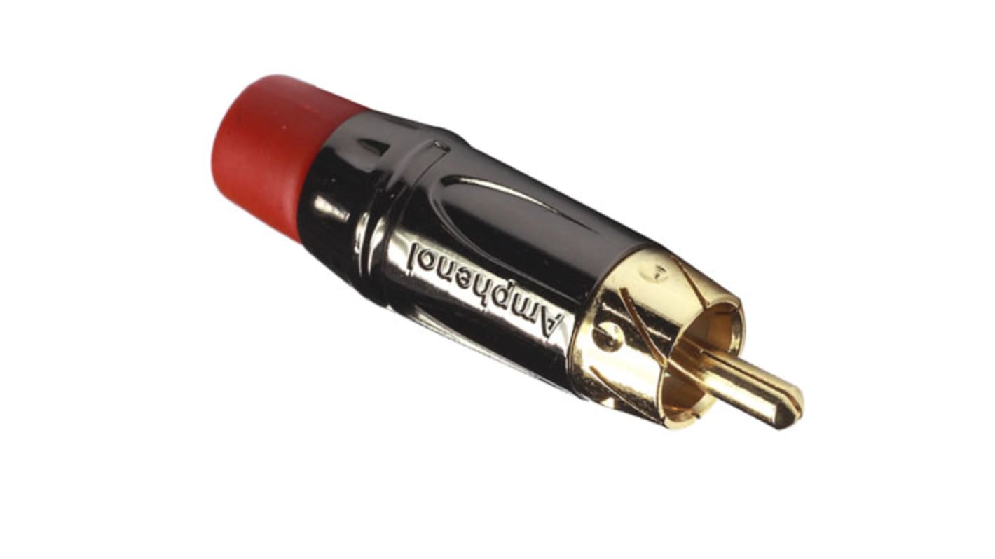 Amphenol Industrial Black Chrome Cable Mount RCA Plug, Gold, 10A