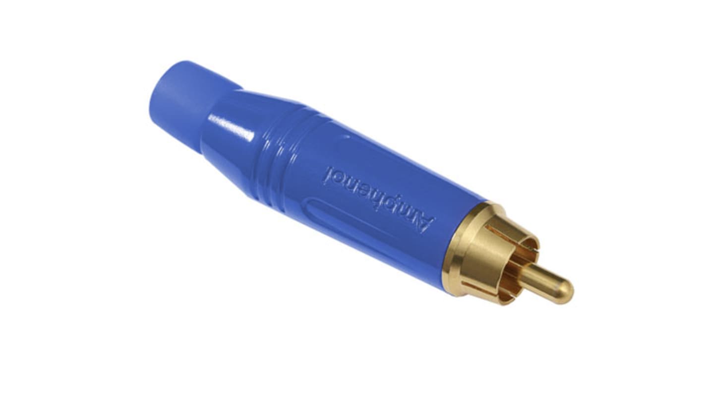 Amphenol Industrial Blue Cable Mount RCA Plug, Gold, 10A