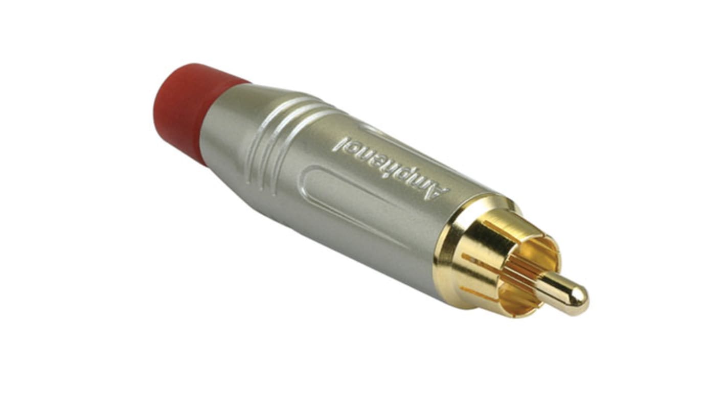 Amphenol Industrial Satin Gold Cable Mount RCA Plug, Gold, 10A