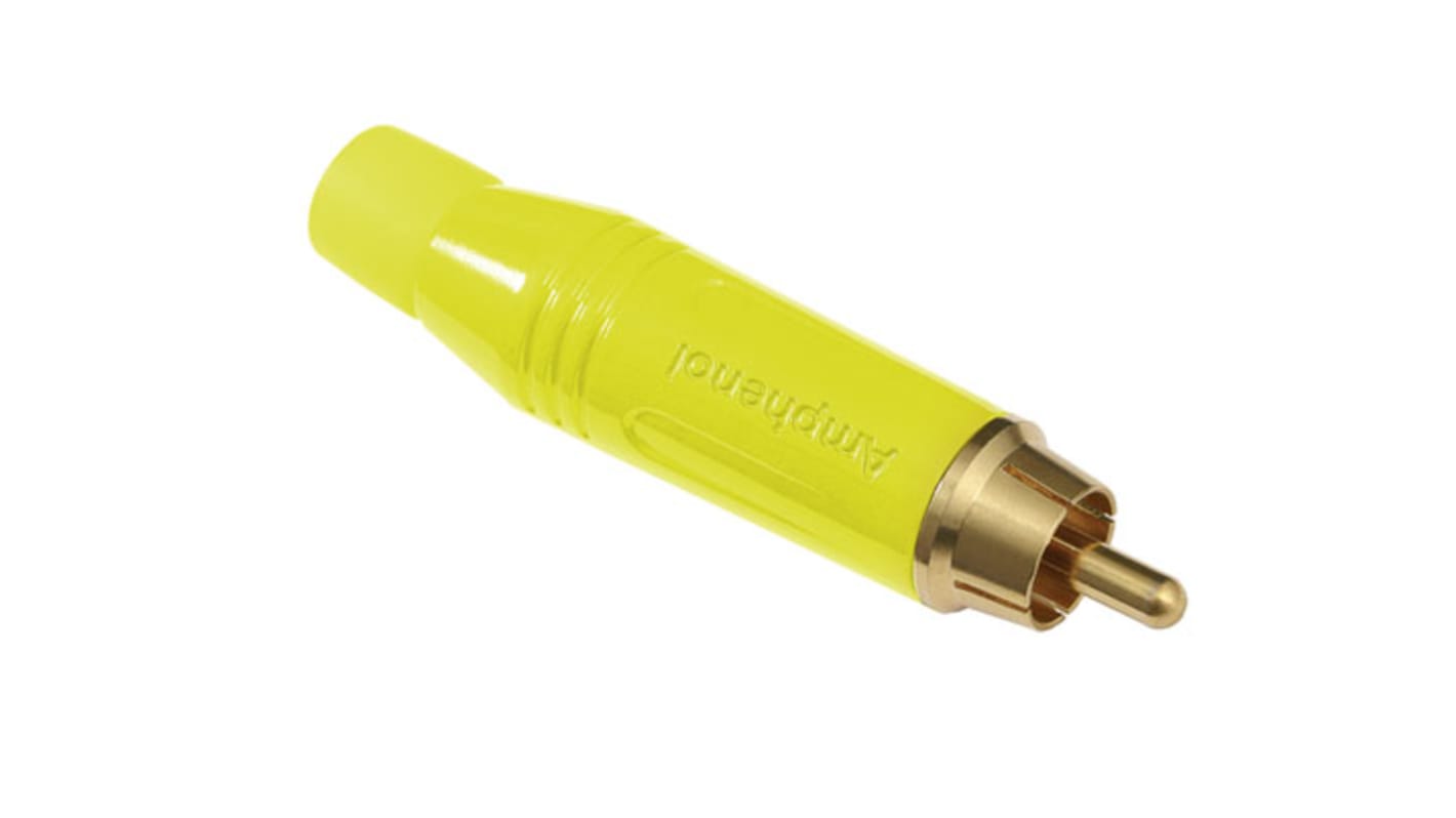 Amphenol Industrial White Cable Mount RCA Plug, Gold, 10A