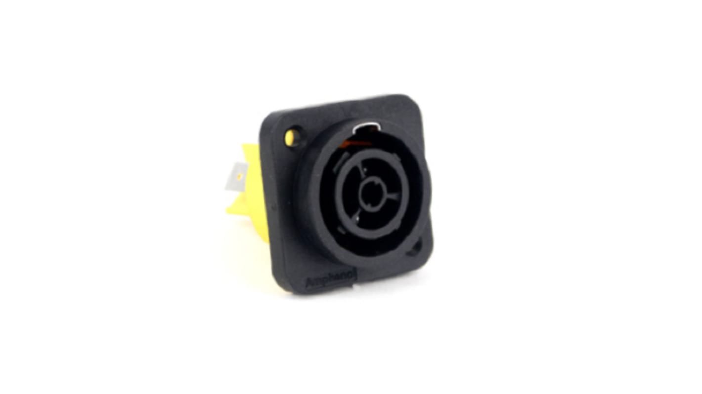 Amphenol Industrial, HPT IP65 Black Panel Mount 3P Power Connector Socket, Rated At 16A, 250 V No
