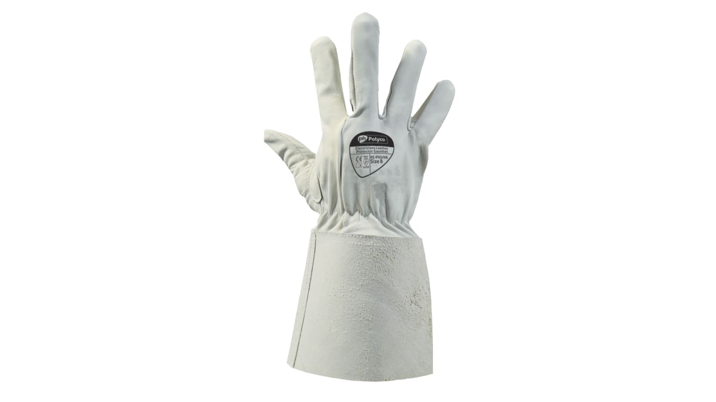 Polyco Healthline Grey Leather Electrical Safety Work Gloves, Size 10, Leather Coating