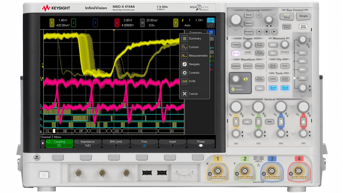 Keysight Technologies 数字示波器, 混合信号示波器, 台式, 500MHz带宽, 16数字通道, 2模拟通道, 4000 X系列 MSOX4052A