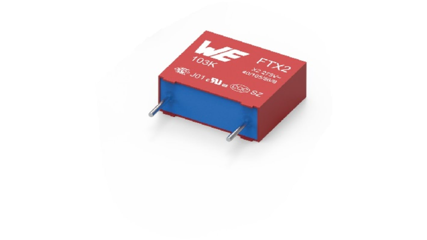 Würth Elektronik WCAP-FTX2 Folienkondensator 820nF ±10% / 275V ac, THT