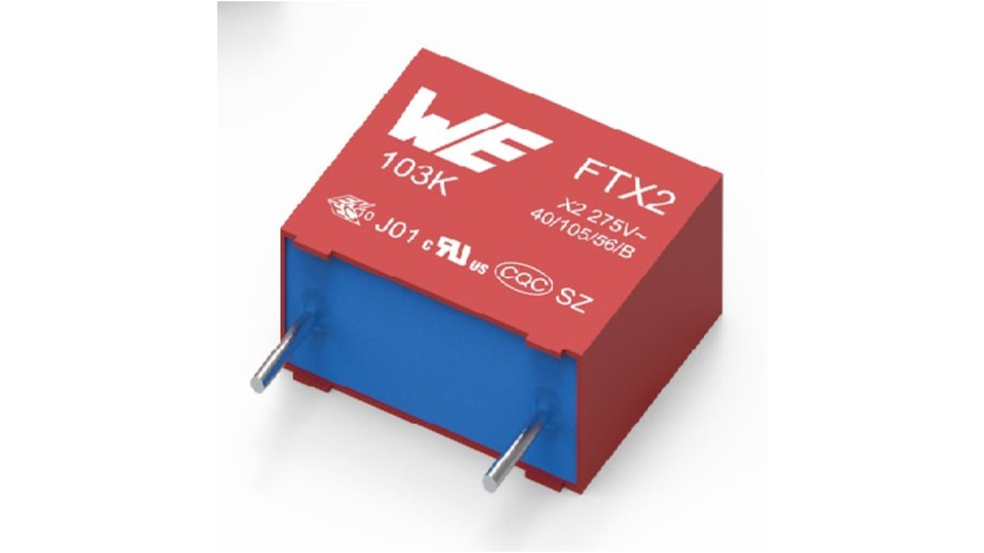 Wurth Elektronik WCAP-FTX2 Film Capacitor, 275V ac, ±10%, 330nF, Through Hole