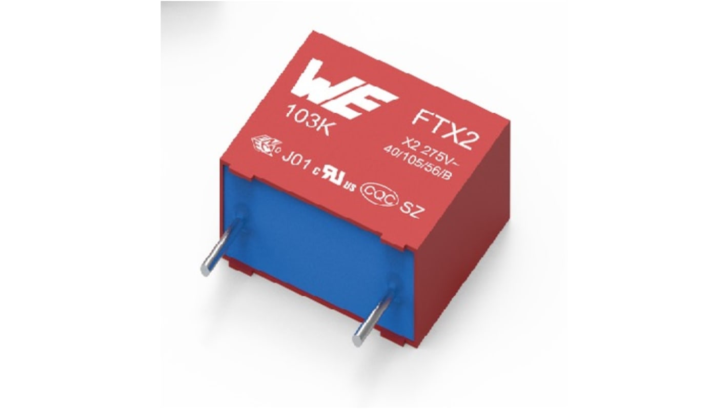Wurth Elektronik WCAP-FTX2 Film Capacitor, 275V ac, ±10%, 4.7μF, Through Hole