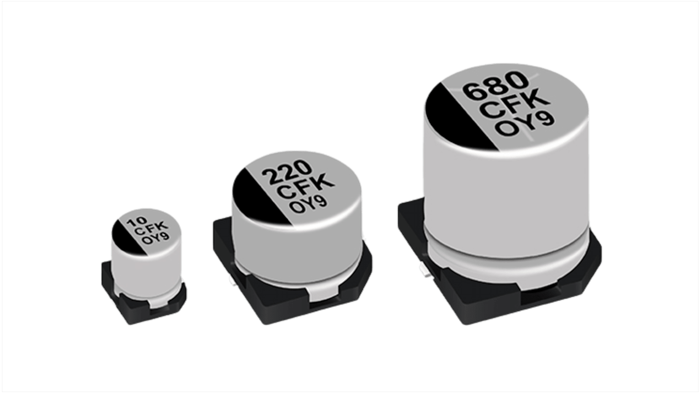 Panasonic, SMD Aluminium-Elektrolyt Kondensator 470μF / 16V dc