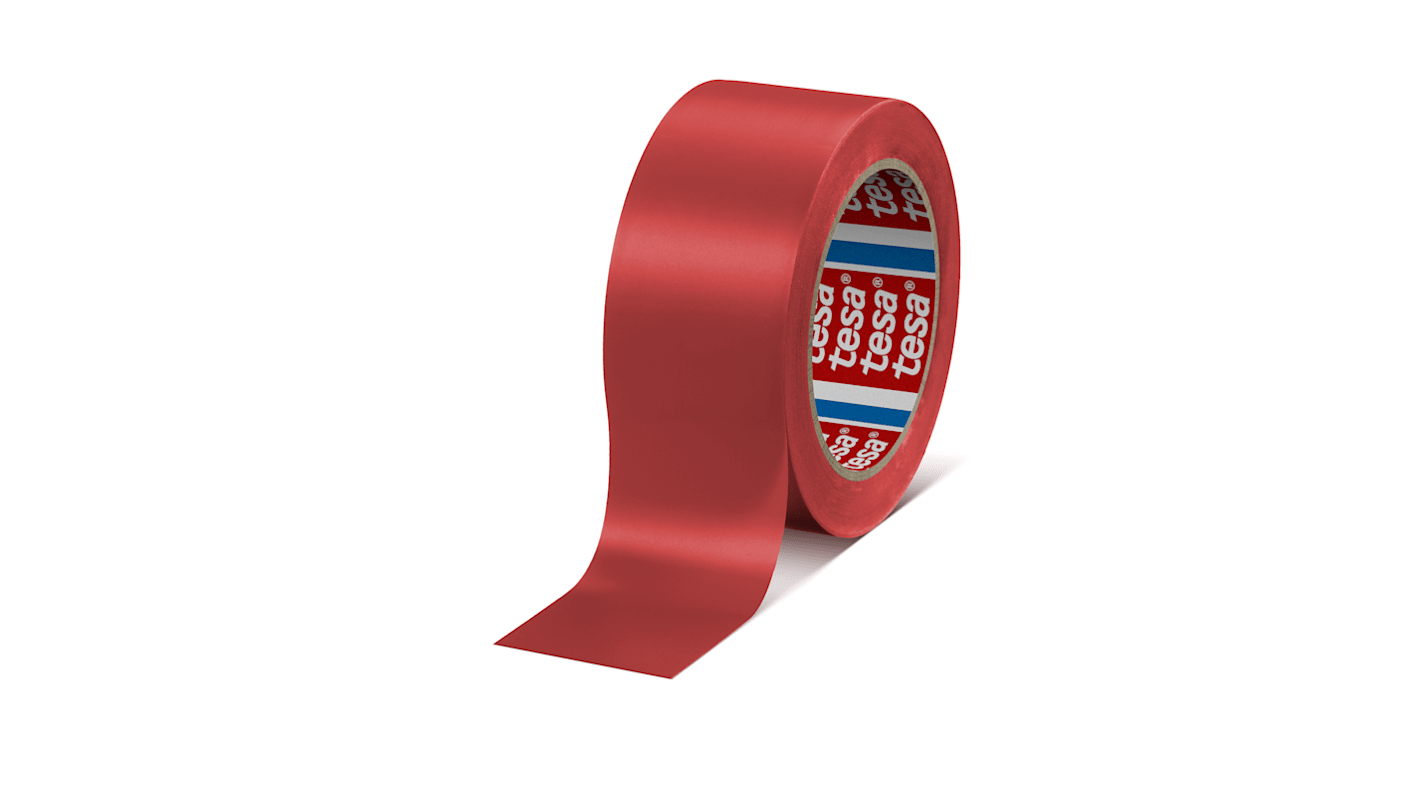 Tesa 60760 Red Soft PVC 33m Floor Tape, 0.15mm Thickness