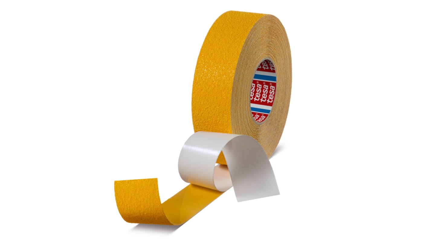 Tesa 60954 Yellow PVC Film 18m Adhesive Anti-slip Tape, 1.365mm Thickness