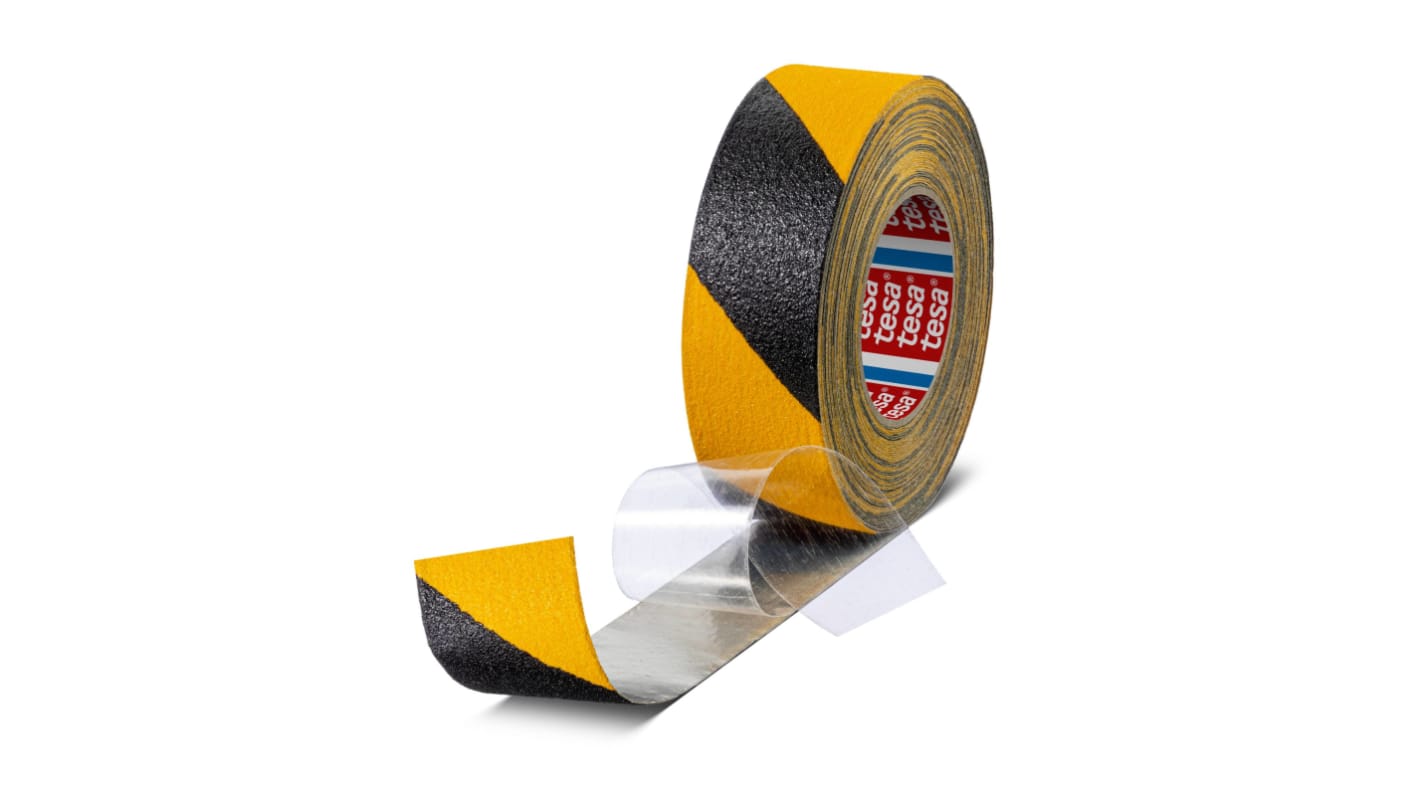 Nastro antiscivolo Nero, giallo Tesa 60955, in Lamina di alluminio, 50mm x 18m